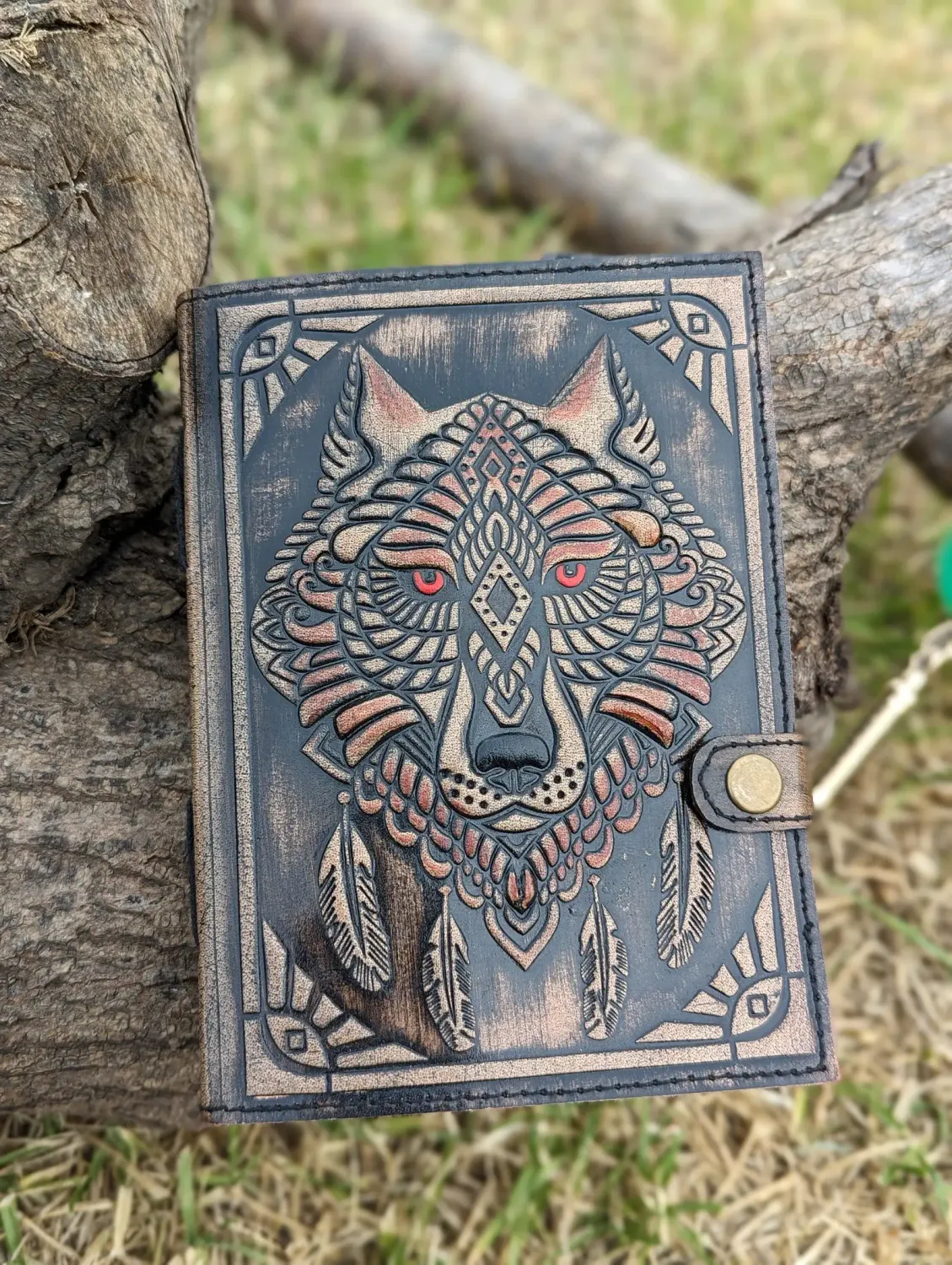 Leather Journal WOLF Embossed  5x7