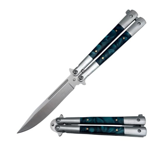 Butterfly Milano KNF: Pearl Blue 9" Sharp Balisong
