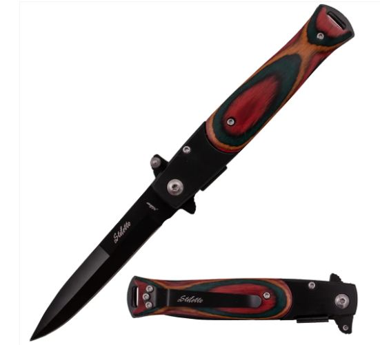 Tiger-USA Stiletto Pakka wood HNDl  BLK BLD 9"