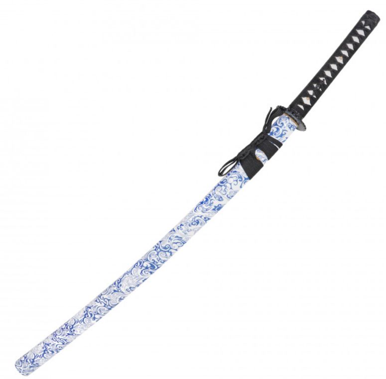 Sword: BLU Ceramic Scabb Floral  41" 1045 STeel