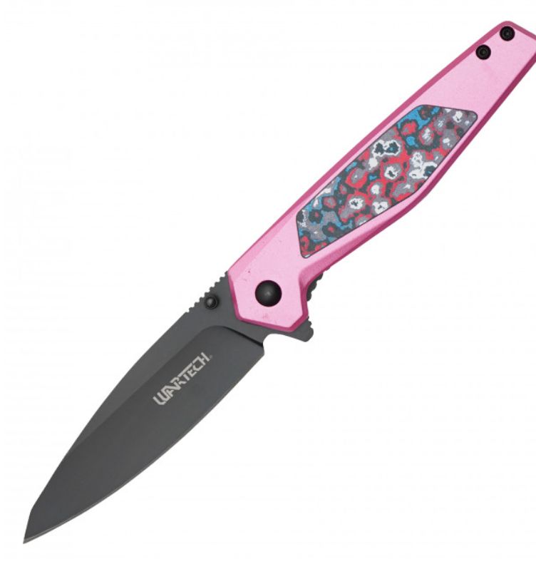 Knife: Pink Acid Camo 8" BLK BLD Wartech