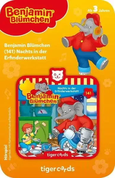 Entdecke Benjamin Blümchen 141 - Nachts in der Erfinderwerkstatt - Tigercards für unvergesslichen Hörspaß!