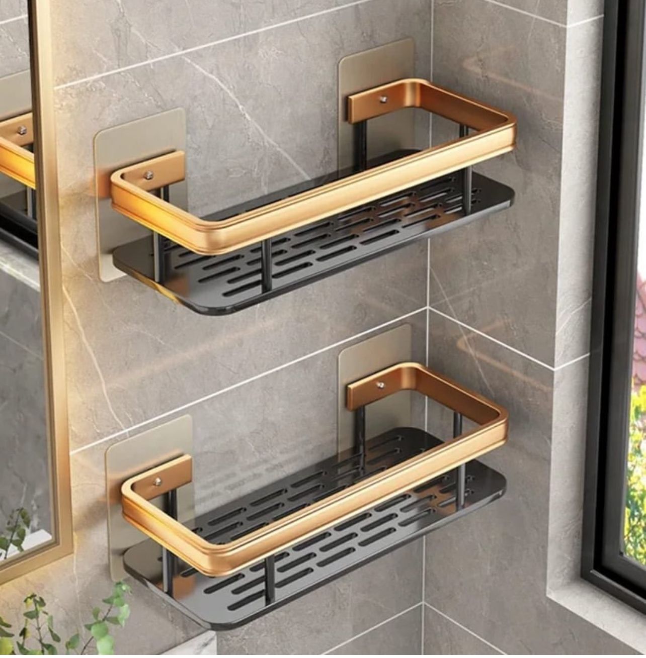Adhesive Straight Bathroom Caddies