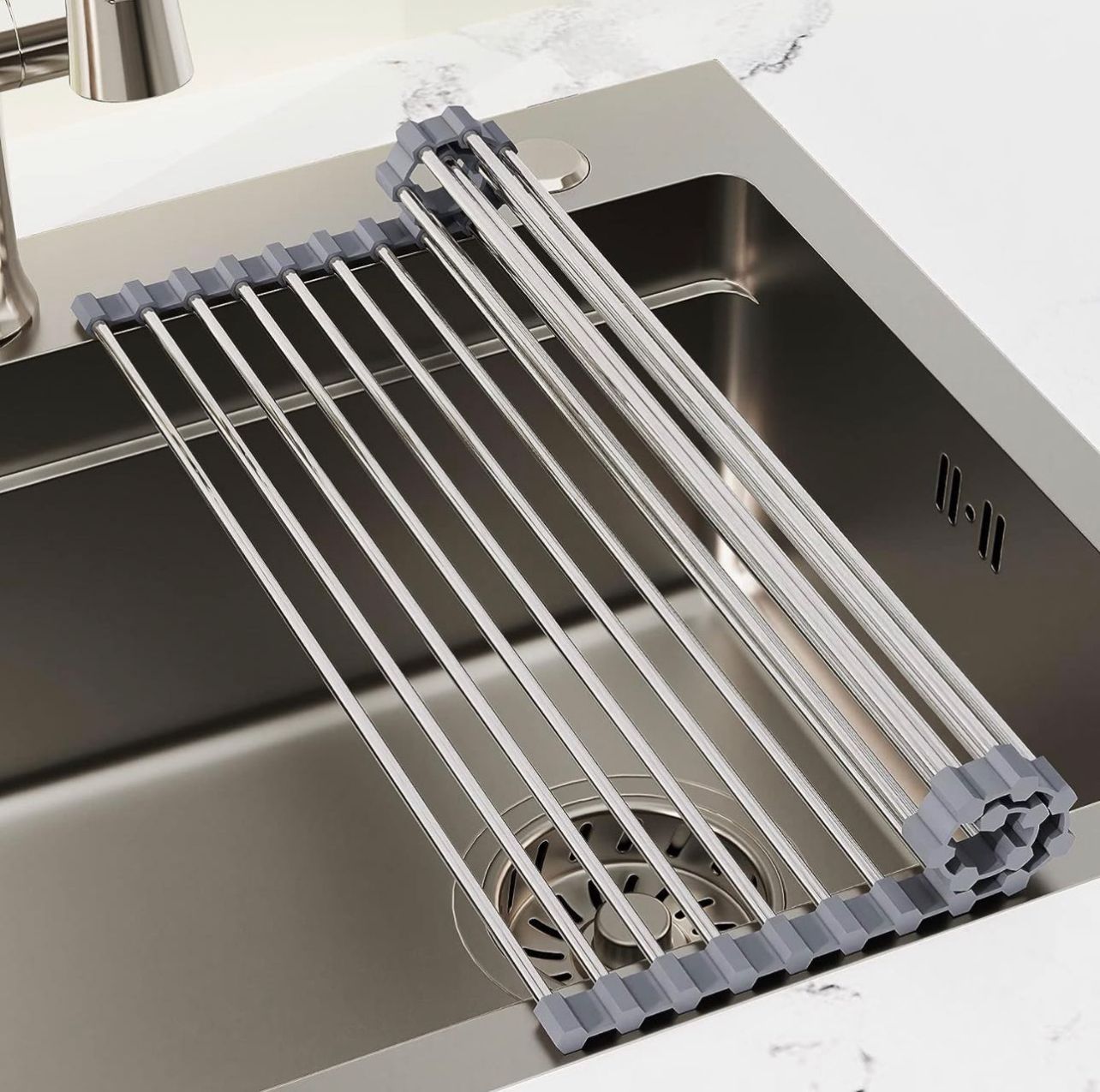 Over Sink Roll up Dish Drying Rack