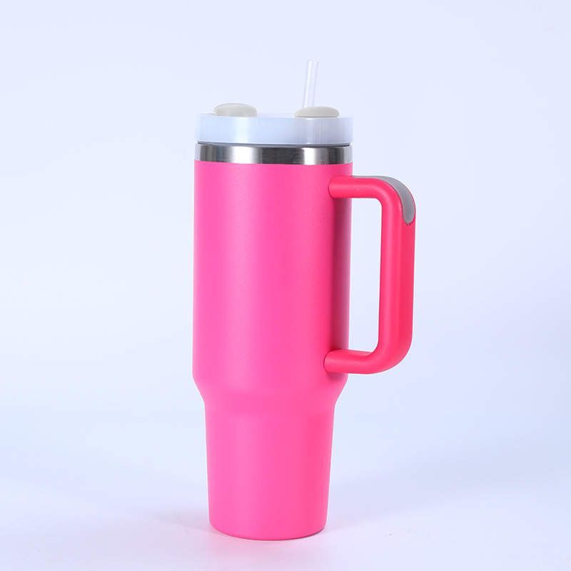 40oz Tumbler with handle and metal ring