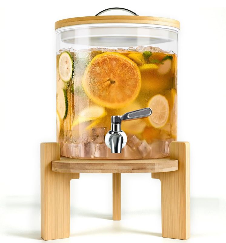 1.5 Liter Drink Dispenser with Bamboo Base