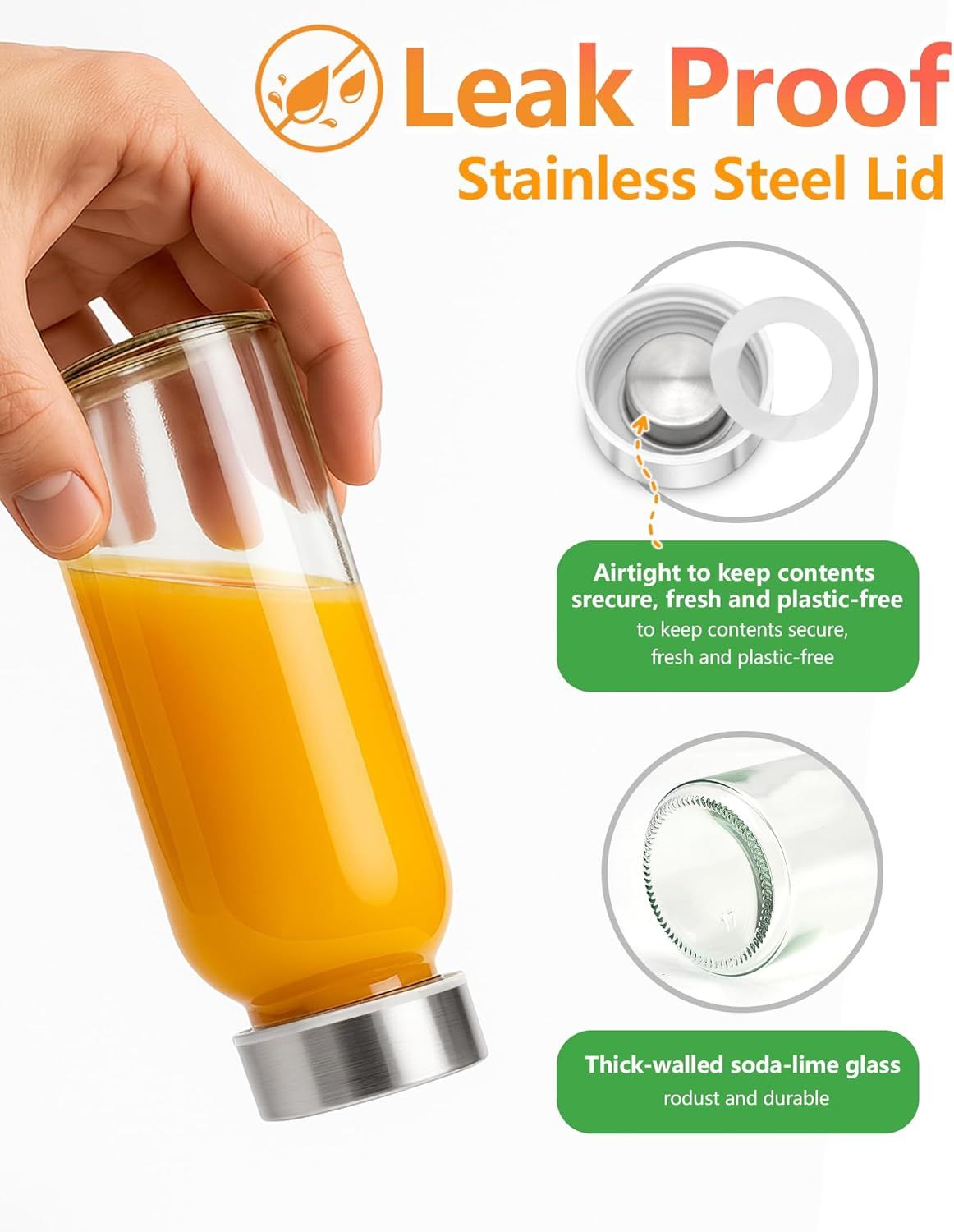 300ml Glass Juice Bottles with Lid