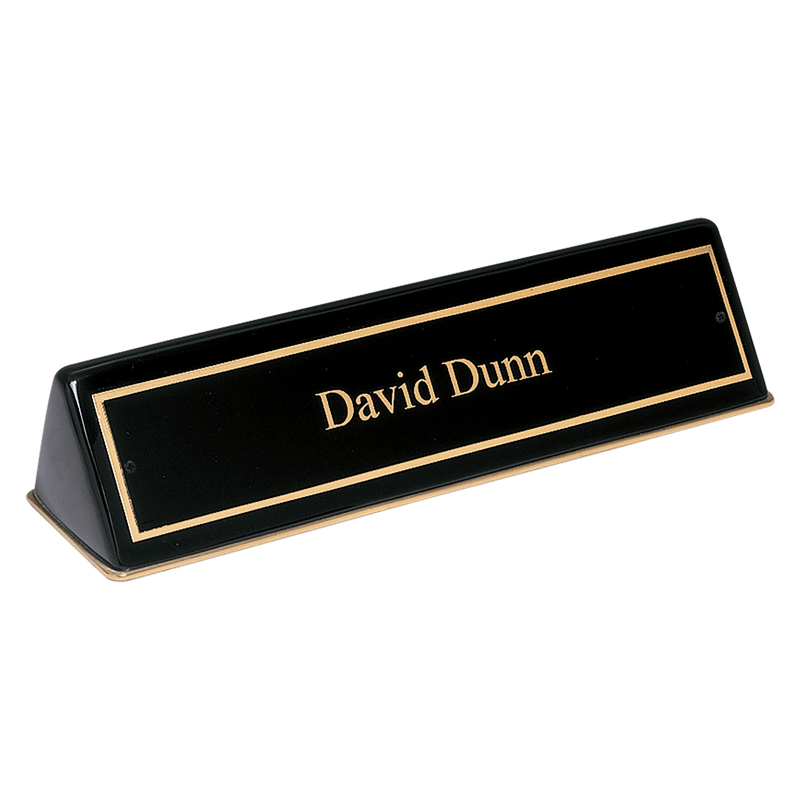 9 1/2" x 2 1/2" x 2" Black Piano Finish Desk Wedge with Black Plate