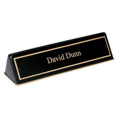 9 1/2" x 2 1/2" x 2" Black Piano Finish Desk Wedge with Black Plate