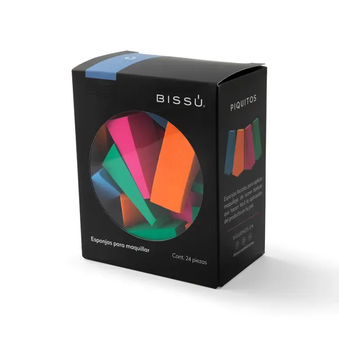 ESPONJA P/MAQUILLAJE PIQUITOS COLORES BISSÚ 24 PZS