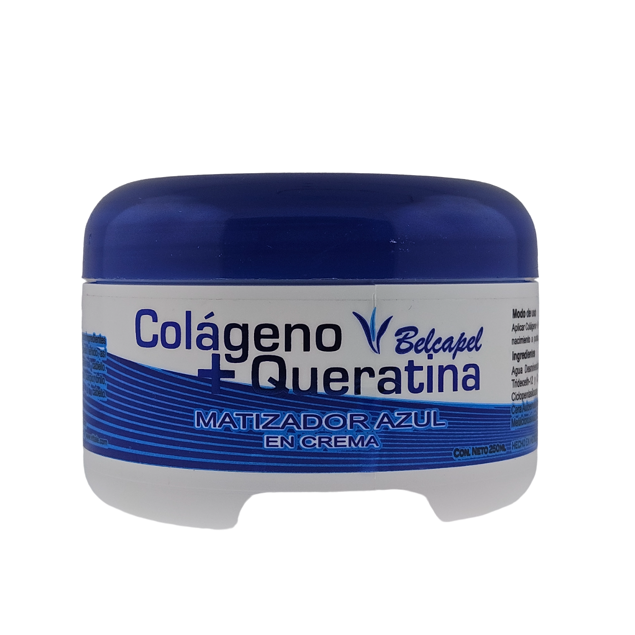 CREMA MATIZADORA AZUL CON COLAGENO Y QUERATINA BELCAPEL 250 ML