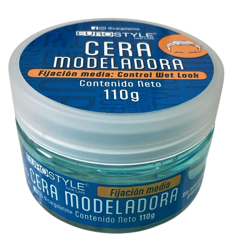 Cera moldeadora EUROSTYLE de fijación media wet look 110g
