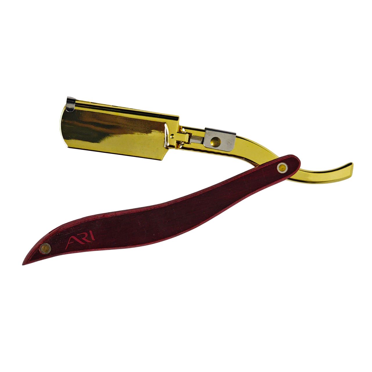 PORTA NAVAJA ARI  DORADO CON MANGO DE MADERA  BR639-01