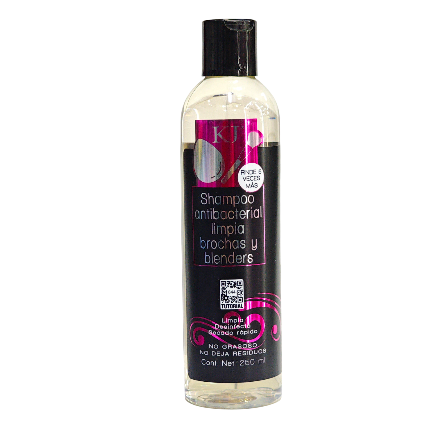 SHAMPOO ANTIBACTERIAL LIMPIA BROCHAS Y BLENDERS KJ BEAUTY 250ML