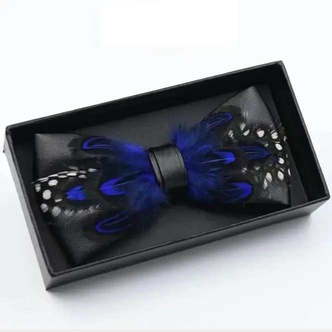 ​Handmade Adjustable Neckband Feather Bow Tie