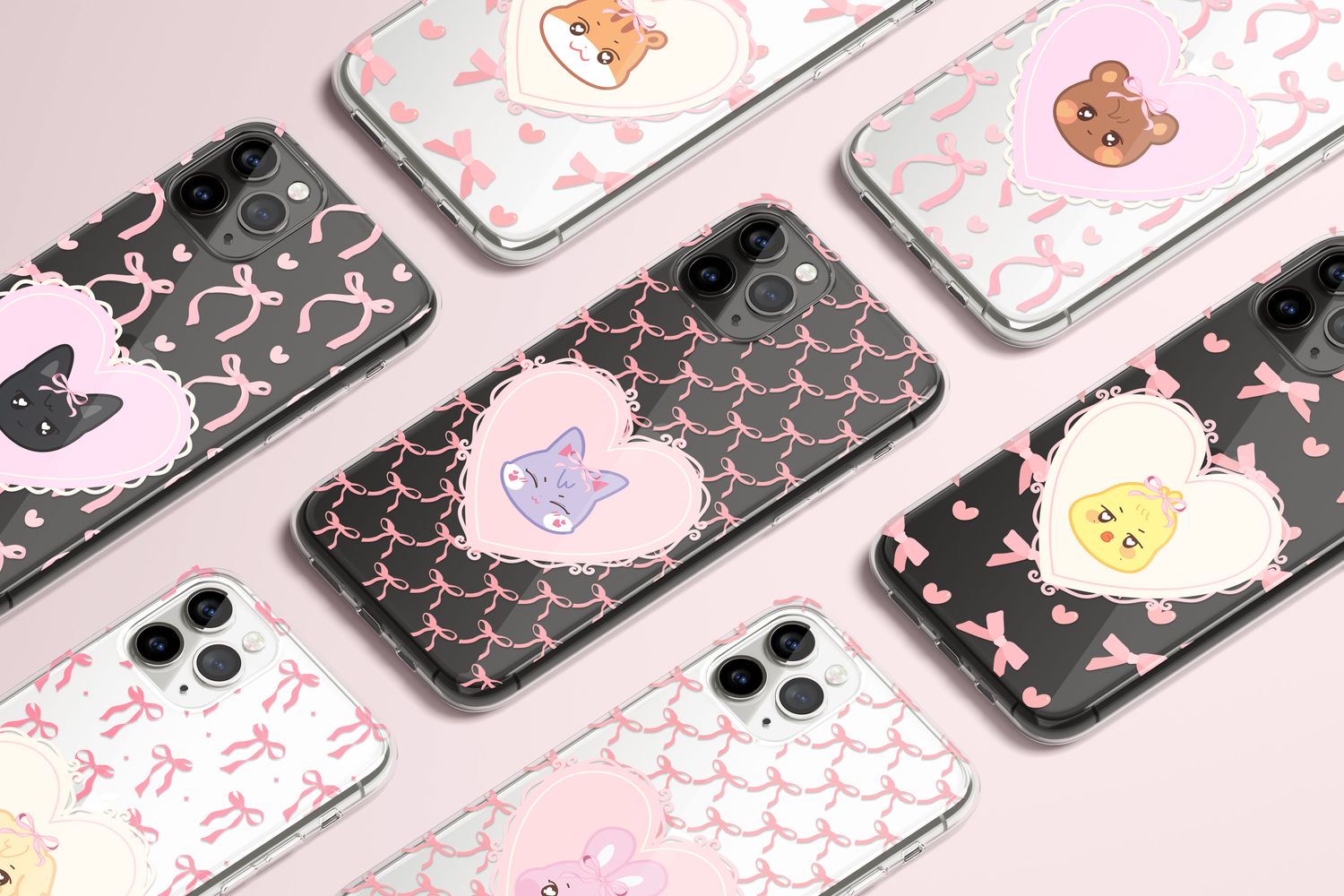 Ateez Pastel Aniteez Coquette Custom Flexi &amp; Clear Phone Case