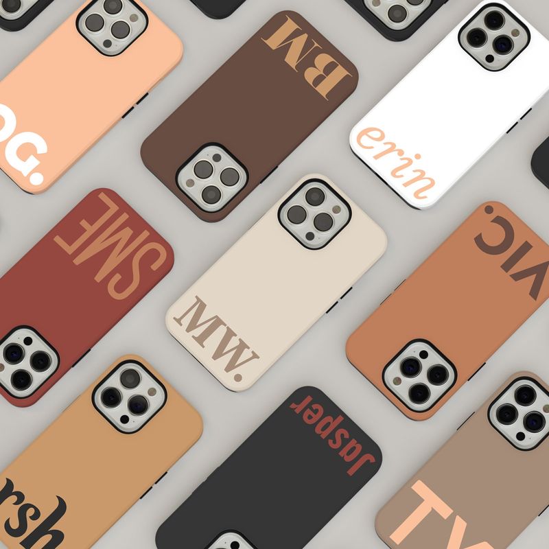 Earth Tone Custom Initials Personalized in Tough or Snap Phone Case