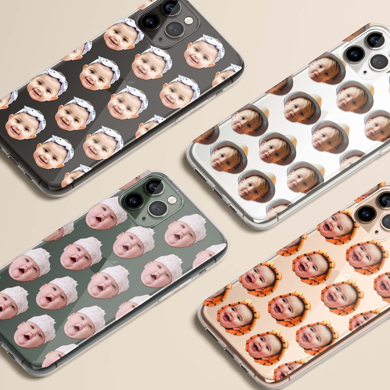 Personalized Face Pattern Custom Faces Baby Photo Clear &amp; Flexi Phone Case