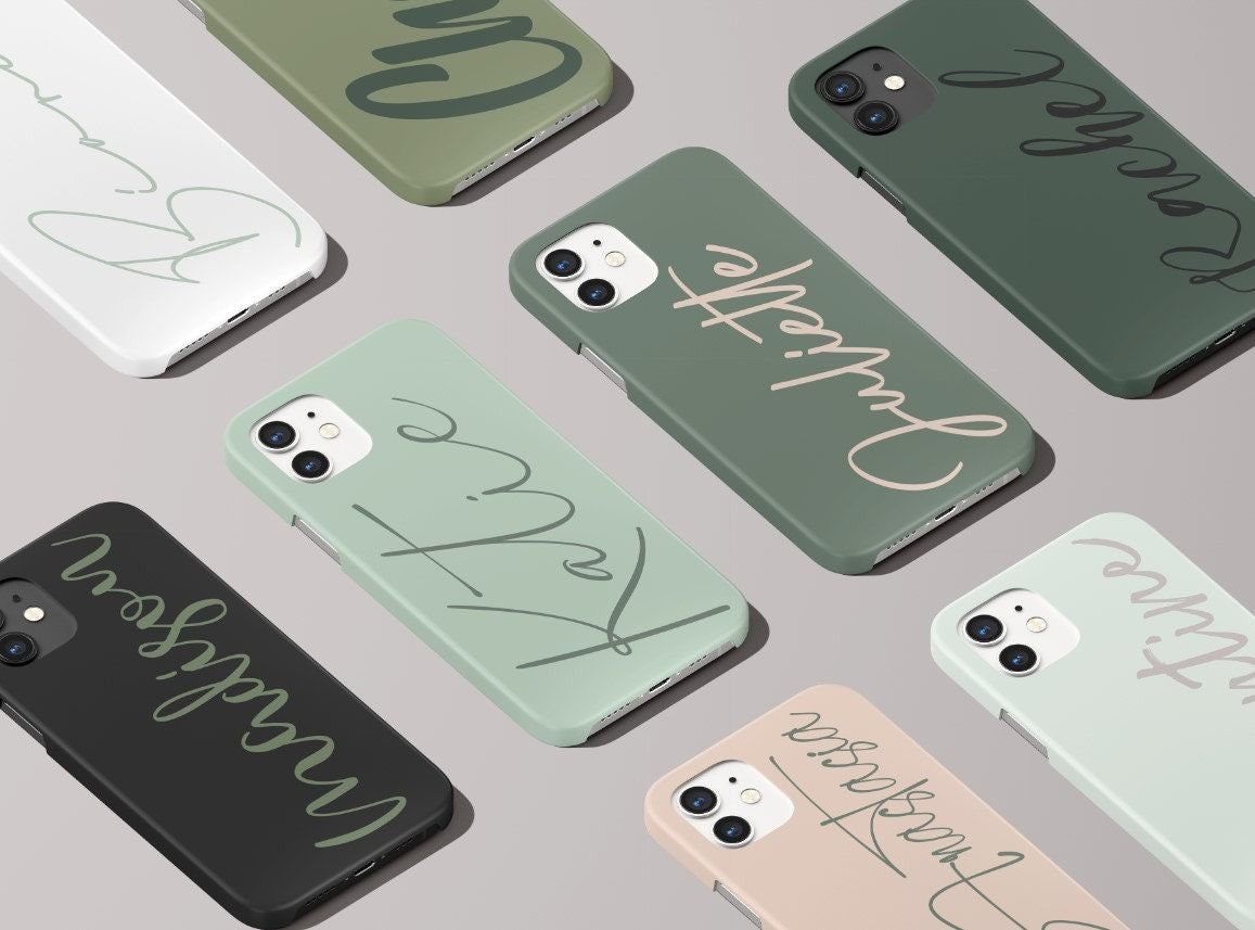 Sage Green Personalized Name Custom in Tough or Snap Phone Case