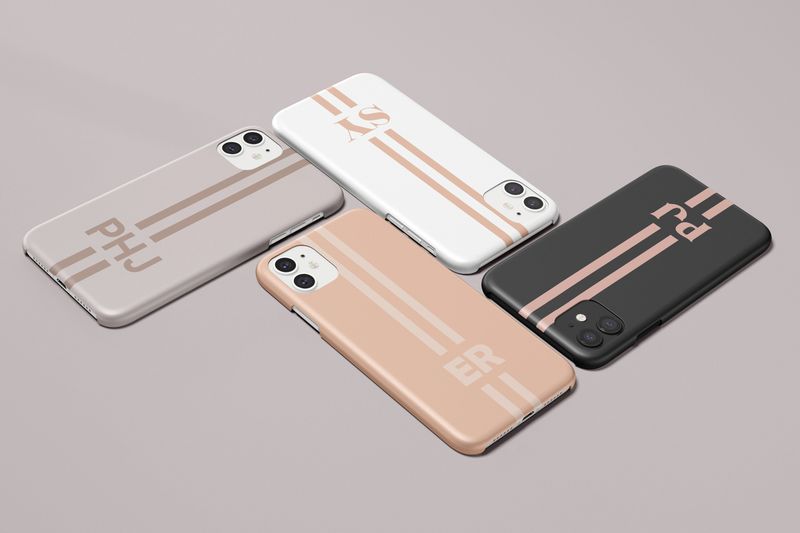 Custom Nude Minimalist Monogram Initial Tough or Snap Phone Case