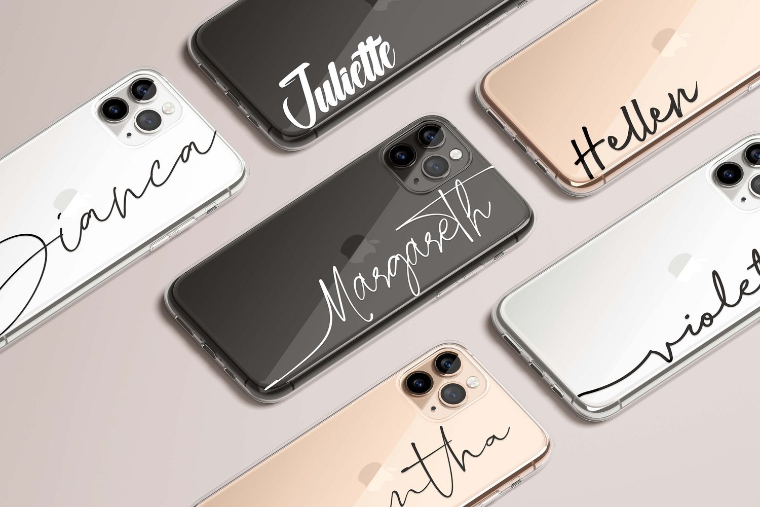 Custom Monogram Personalized Name in Clear &amp; Flexi Phone Case