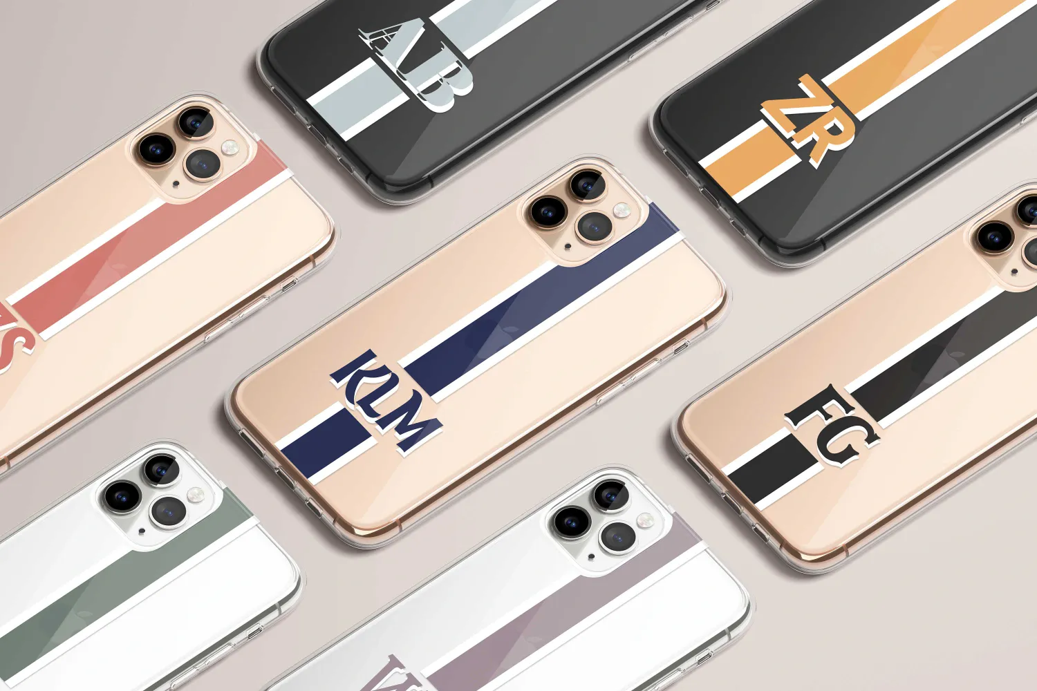 Personalized Monogram Custom Initial with Two Tone Belt in Clear Phone Case