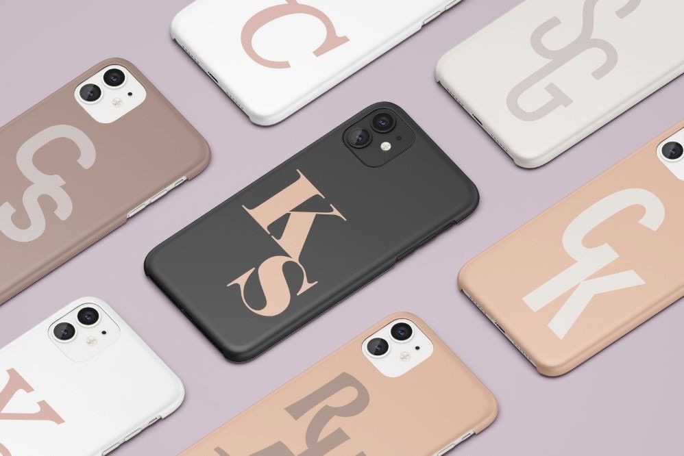 Nude Personalized Custom Monogram Initial Minimalist Tough or Snap Phone Case