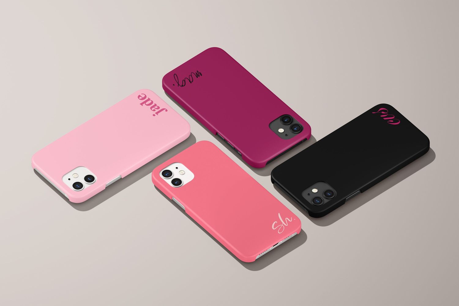 Pink Personalized Initials Blush Custom in Tough or Snap Phone Case