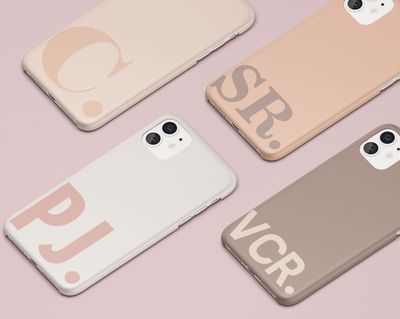 Nude Personalized Custom Initial Minimalist Monogram Tough or Snap Phone Case