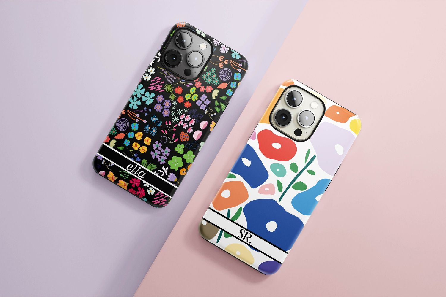 Pastel Floral Personalized Custom Initials in Tough or Snap Phone Case