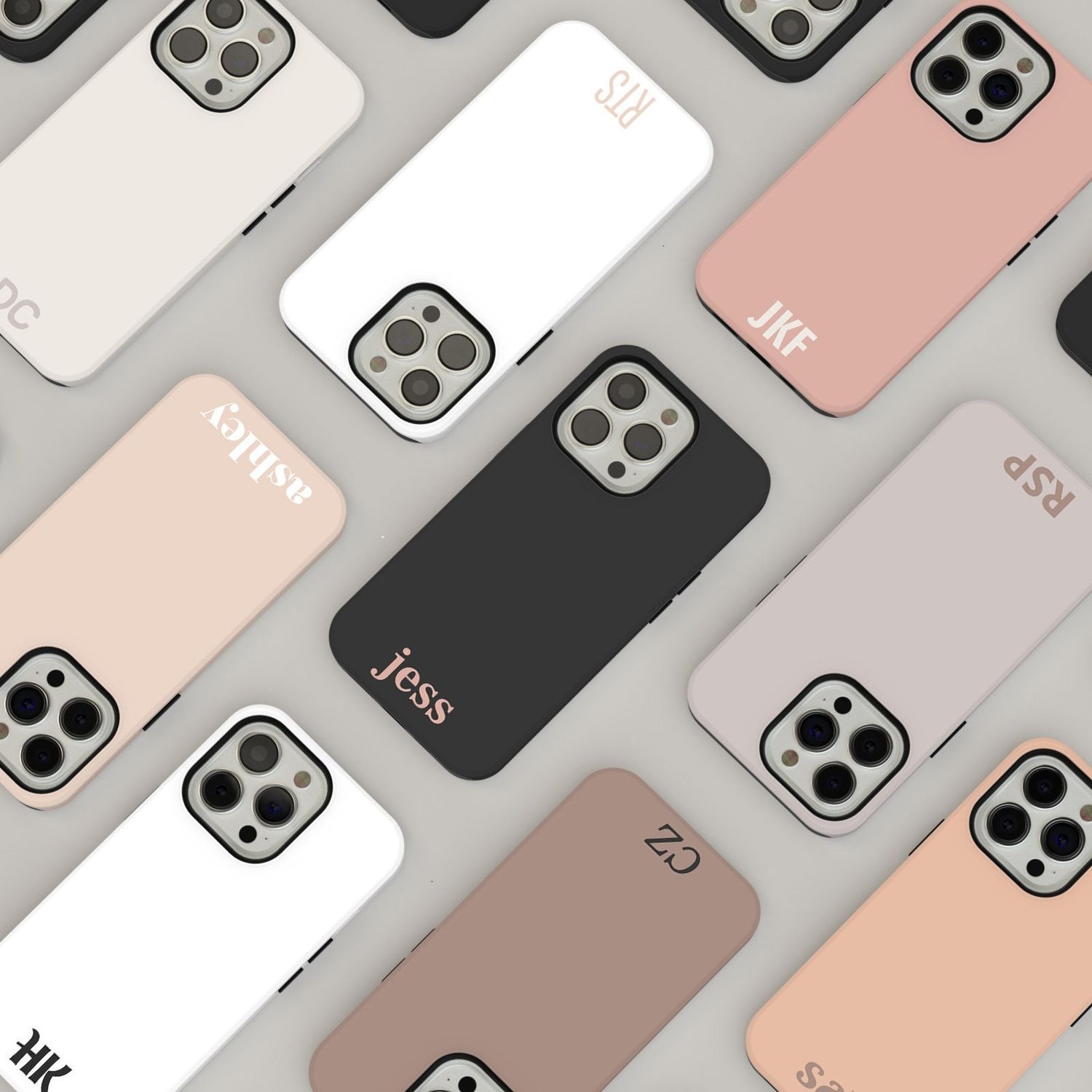 Nude Personalized Custom Monogram Initial  Minimalist Tough or Snap Phone Case