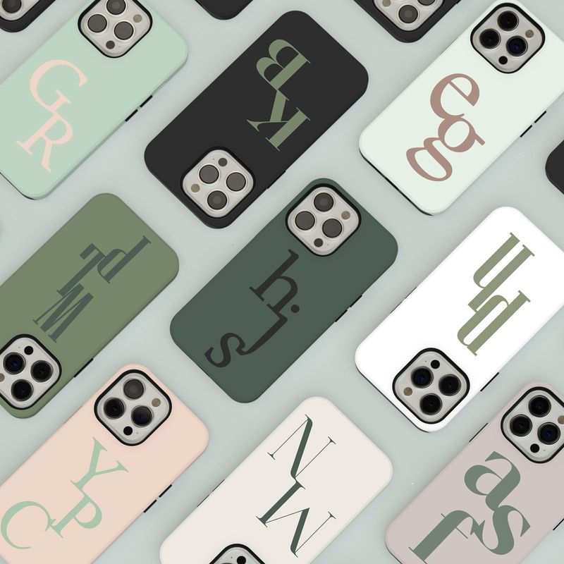 Sage Green Custom Initials Personalized in Tough or Snap Phone Case