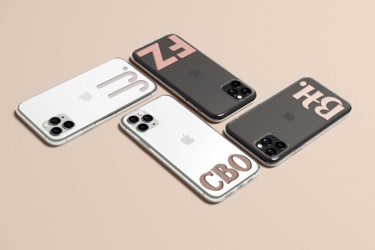 Nude Personalized Custom Monogram Name Initial Clear &amp; Flexi Phone Case