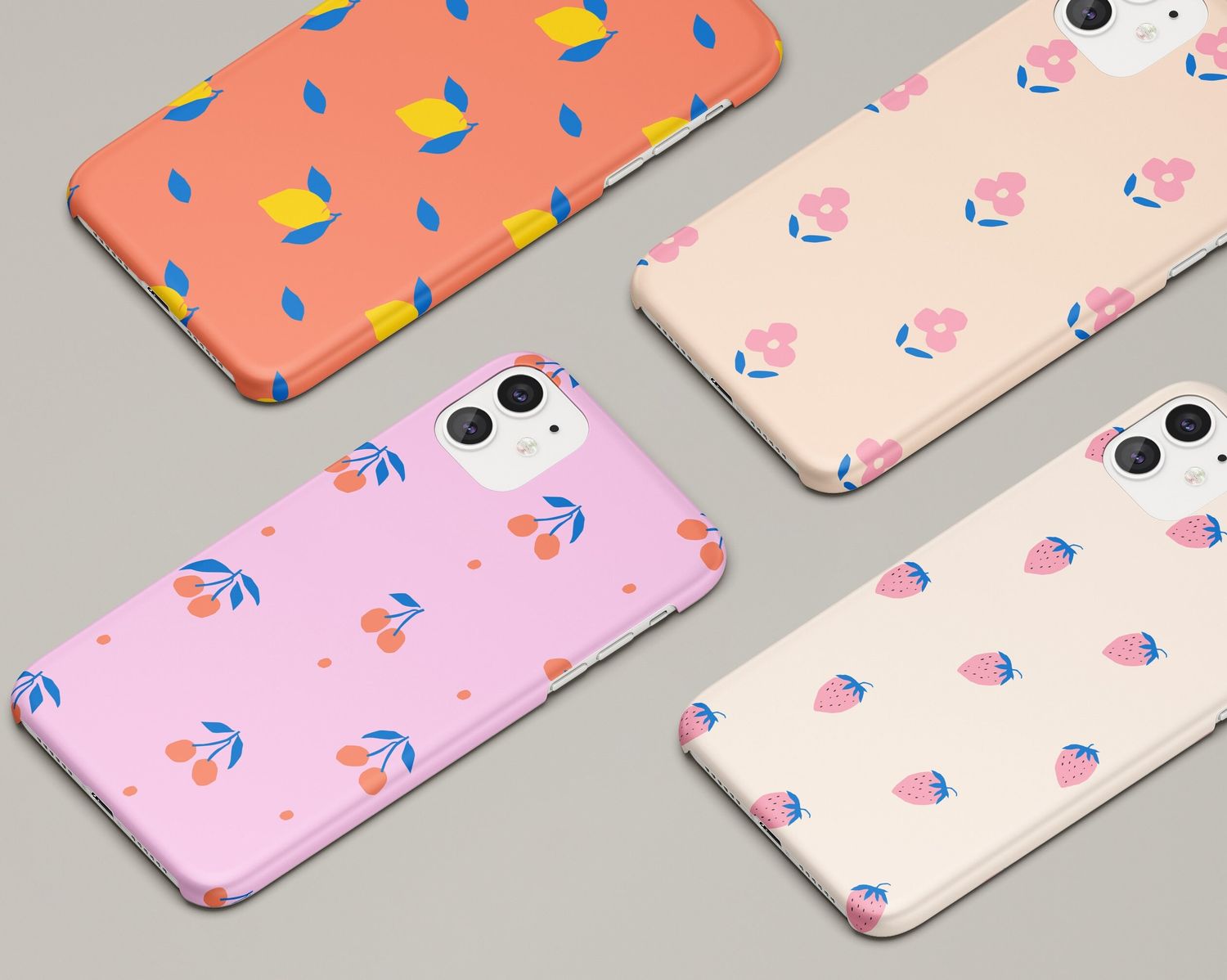 Retro Fruits Cherry Flower in Tough or Snap Phone Case