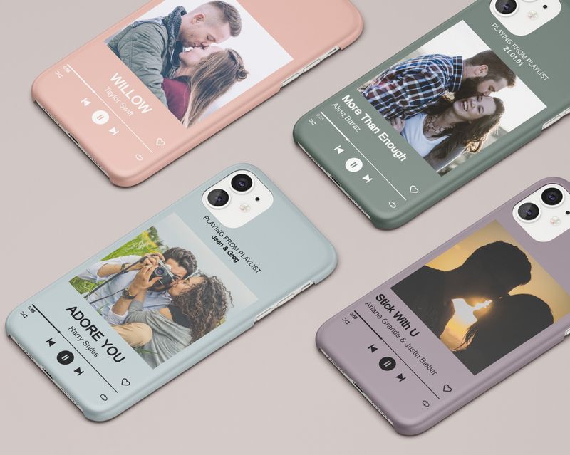 Custom Music Plaque Player Song Cover Couple in Tough or Snap Phone Case