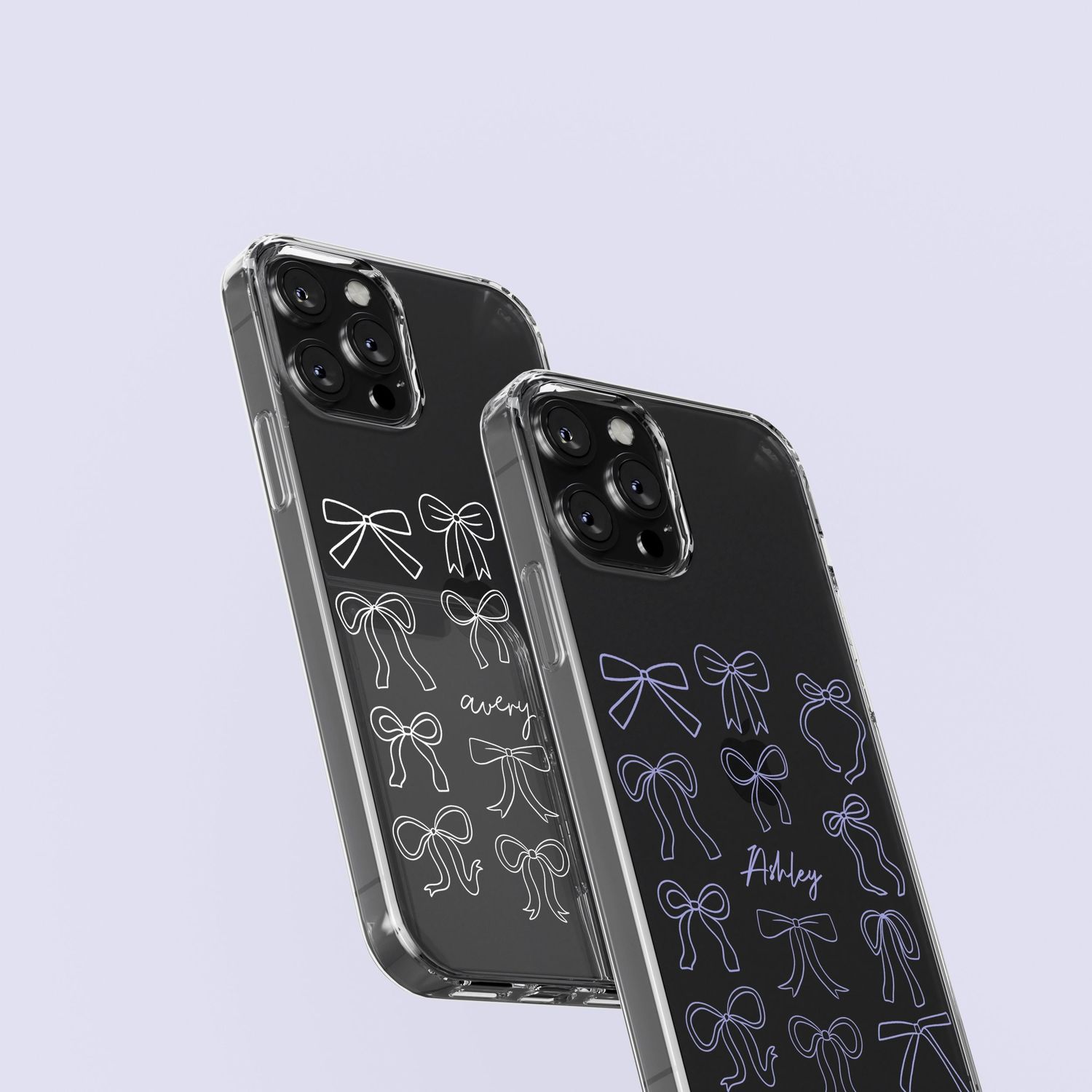 Cute Pastel Ribbon Name Personalized Custom Initials in Clear &amp; Flexi Phone Case