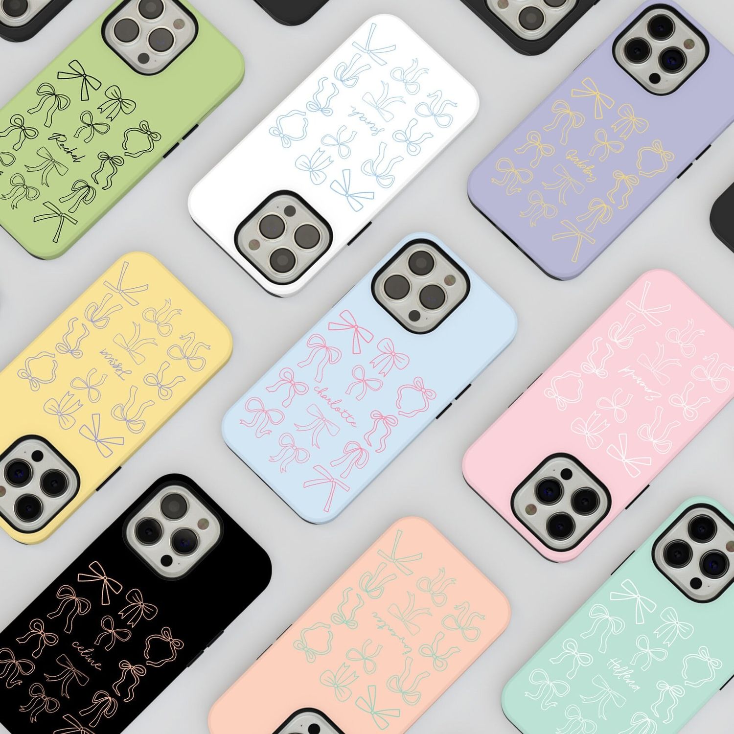 Pastel Ribbon Name Personalized Initial Custom Cute Monogram in Tough or Snap Phone Case