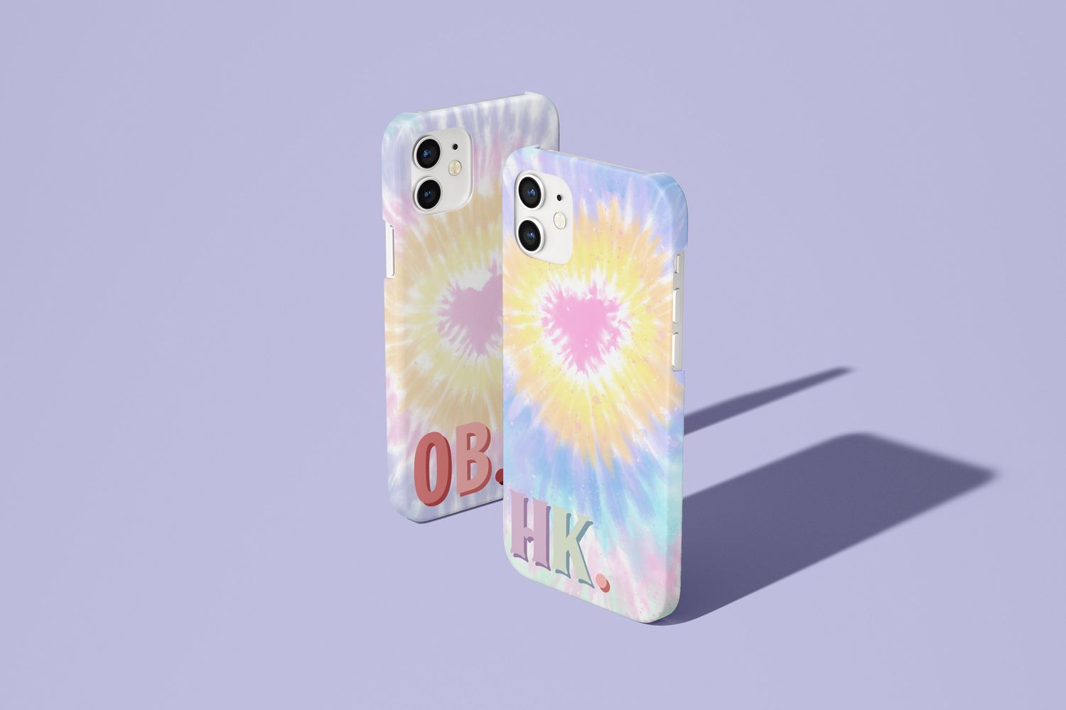 Rainbow Tie Dye Drop Shadow Personalized Name Monogram in Tough or Snap Phone Case