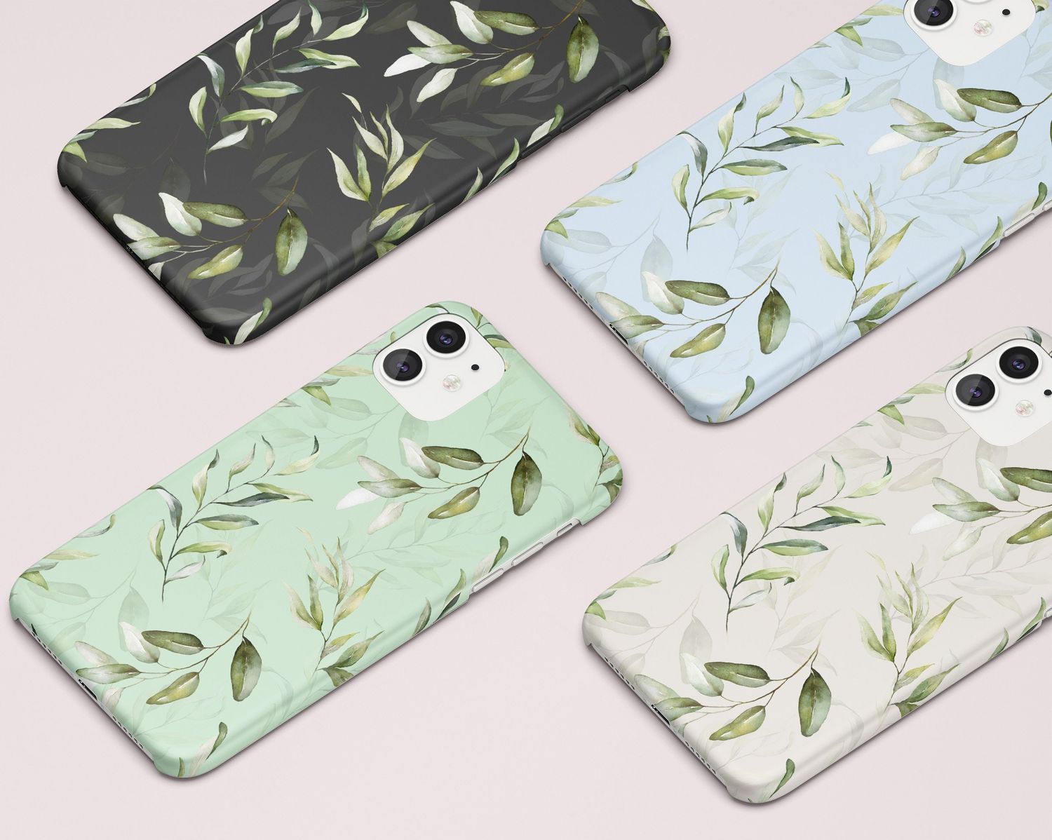 Pastel Greenery Personalized Custom in Tough or Snap Phone Case