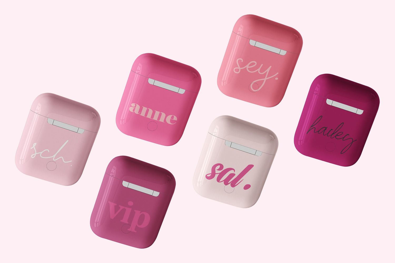 Personalized Initials Name Pink Blush Custom Airpods Case