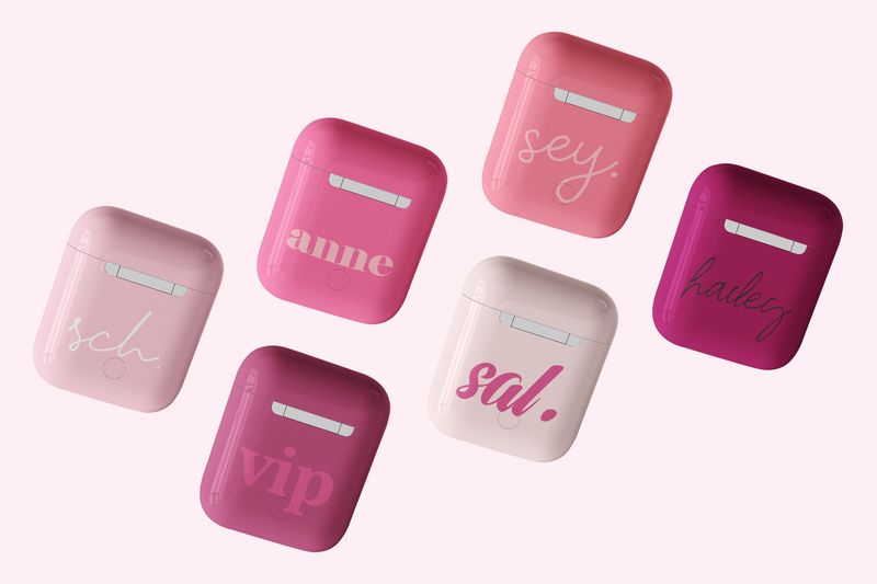 Personalized Initials Name Pink Blush Custom Airpods Case