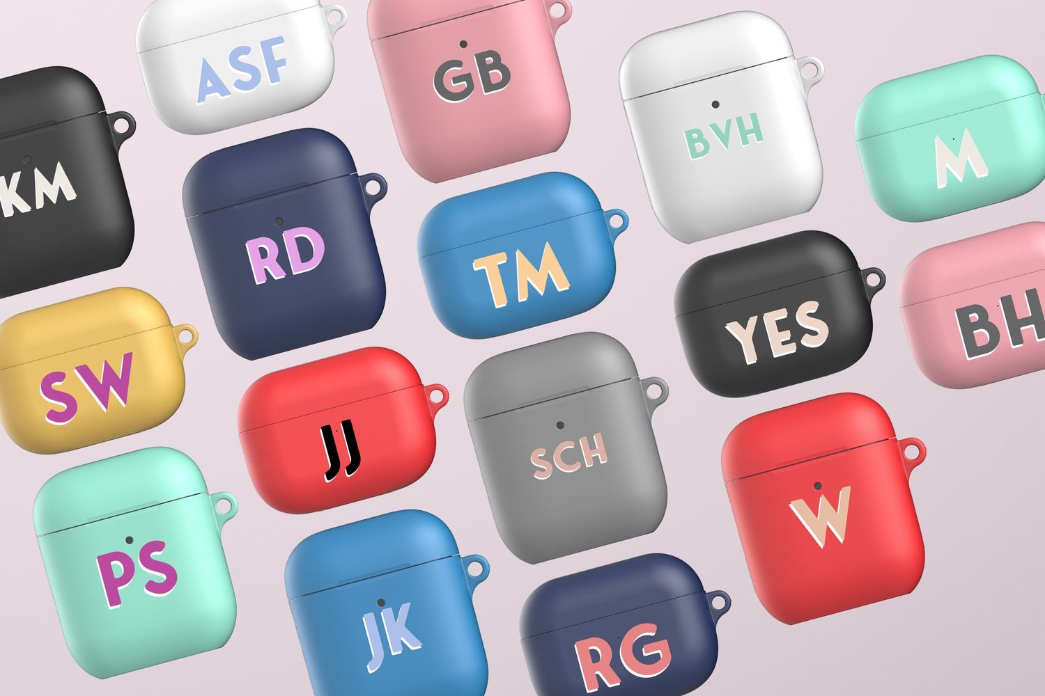 Personalized Monogram Initials Keychain Carabiner Protective Airpod Case