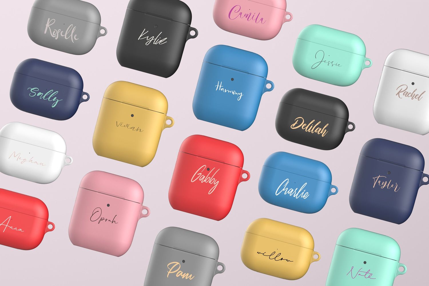 Personalized Name Monogram Keychain Carabiner Protective Pastel Airpod Case