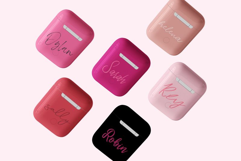 Personalized Name Initials Monogram Pink Airpods Case
