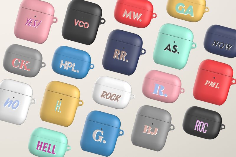Personalized Monogram Initials Name Keychain Carabiner Protective Pastel Airpod Case