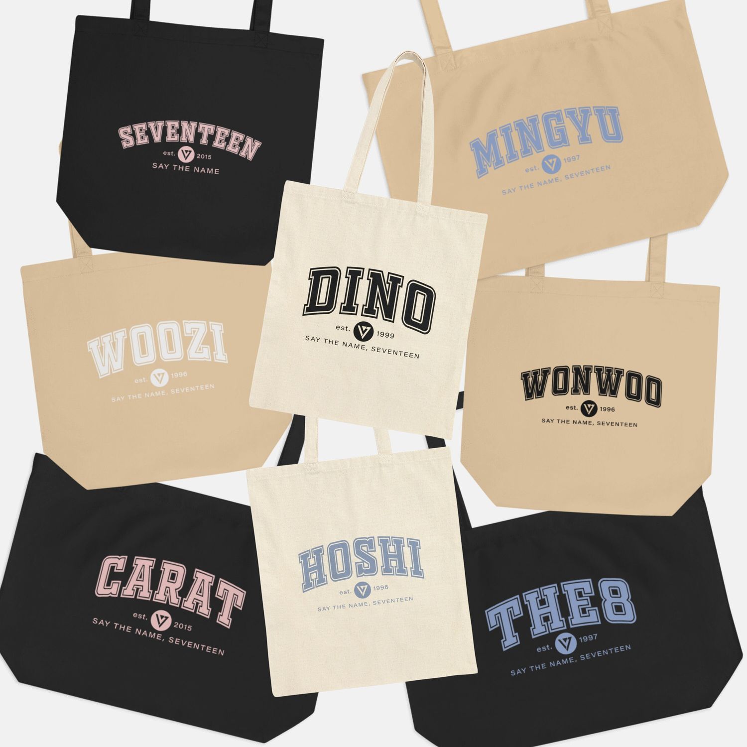 SVT Baseball Members Name Tote Bag Custom K-Pop Eco Canvas Gift for Carat Birthday Tote Bag