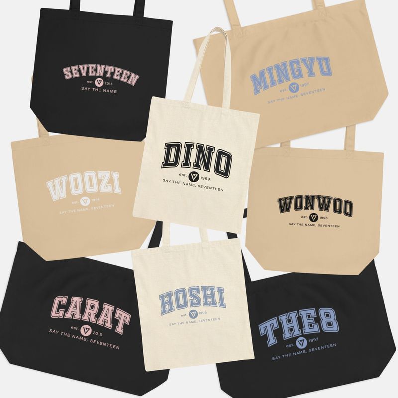 SVT Baseball Members Name Tote Bag Custom K-Pop Eco Canvas Gift for Carat Birthday Tote Bag