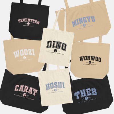 SVT Baseball Members Name Tote Bag Custom K-Pop Eco Canvas Gift for Carat Birthday Tote Bag
