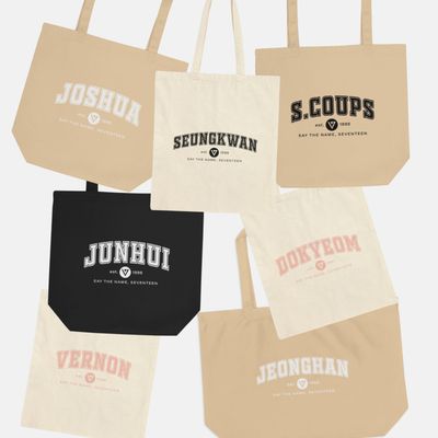 SVT Baseball Members Name Tote Bag Custom K-Pop Eco Canvas Gift for Carat Birthday Tote Bag