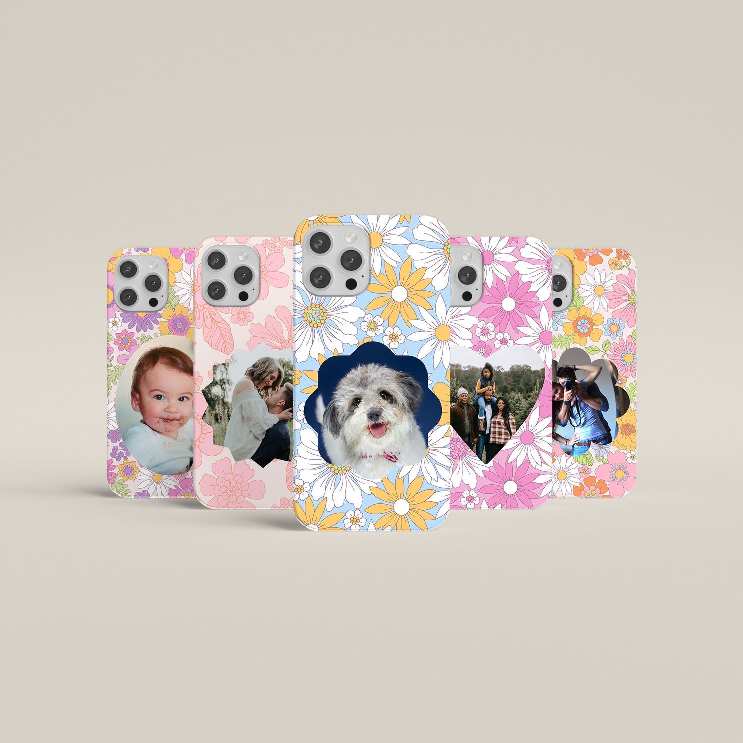 Floral Custom Photo Frame, Couple, Baby, Clear Case for iPhone &amp; Samsung Case